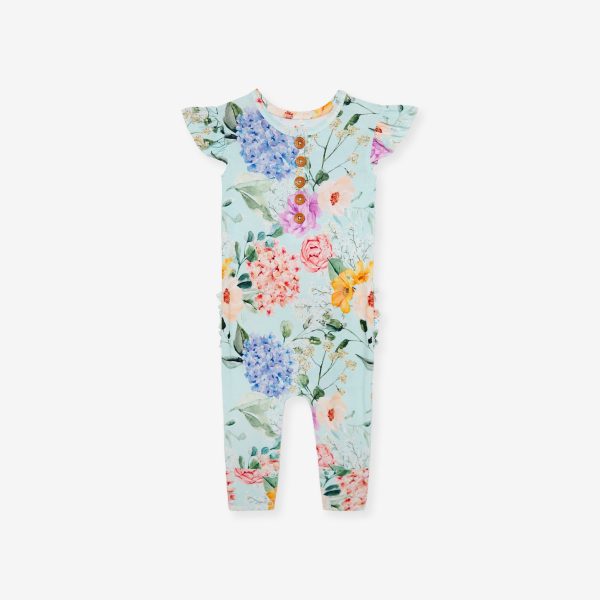 Erin Ruffled Cap Sleeve Henley Romper