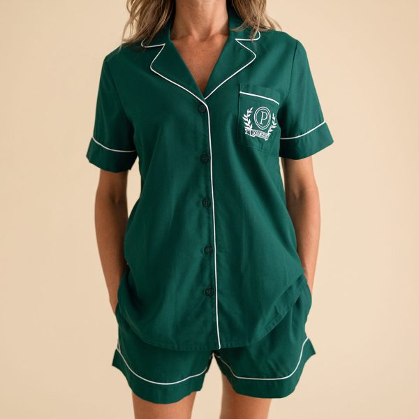 Varsity Green Women’s Twill Pajama Short Set
