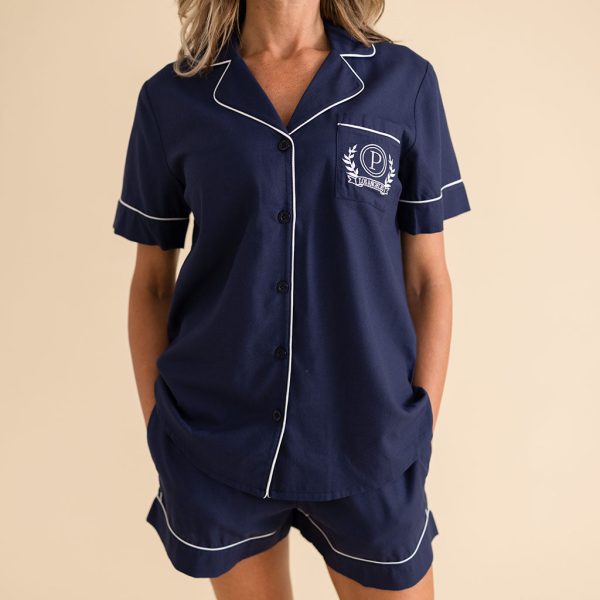 Varsity Navy Women’s Twill Pajama Short Set